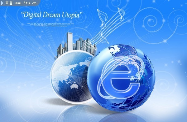 網(wǎng)絡(luò)科技 英特網(wǎng)圖標(biāo)與電子科技的深度融合